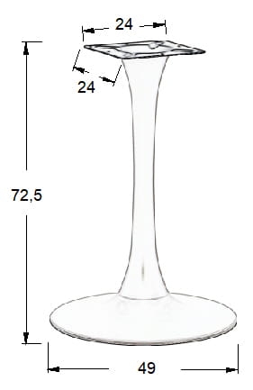 Podstawa stolika biała SH-9108-1/W, fi 49 cm, (stelaż stolika) - dimensions.JPG