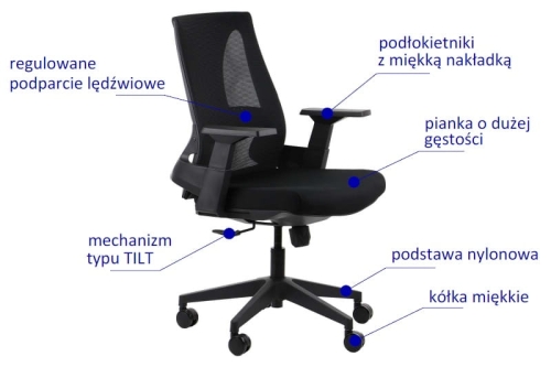 Fotel obrotowy OLTON L CZARNY - Fotel obrotowy OLTON L czarny
