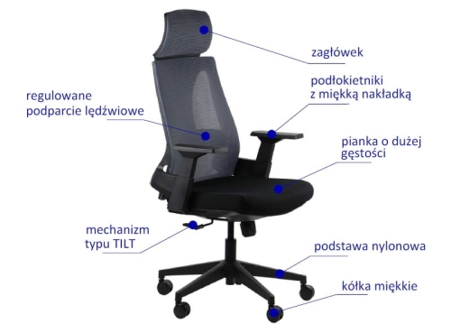 Fotel obrotowy OLTON H SZARY - Fotel obrotowy OLTON H szary