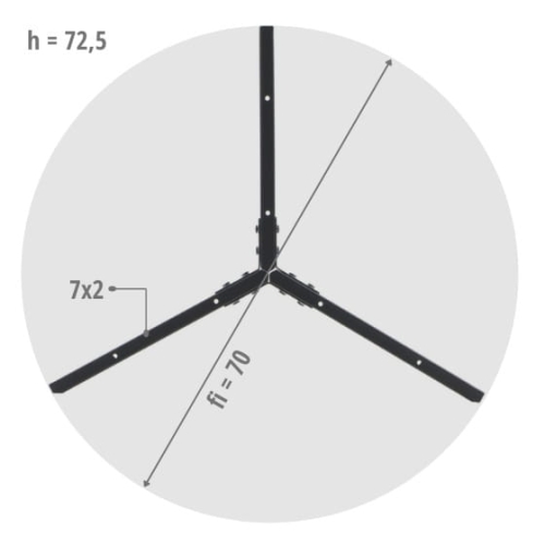 Stelaż NY-HF04A czarny  fi=70 cm, wysokość 72,5 cm - STELAŻ NY-HF04A_wymiary.jpg