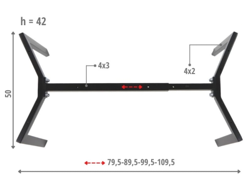 Stelaż ramowy regulowany NY-L01, h=42 cm - STELAŻ RAMOWY NY-L01_wymiary.JPG