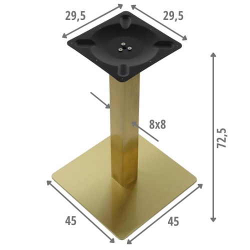 Podstawa stolika SH-3002-5/G, 45x45 cm, h=72.5 cm, złota - Podstawa stolika SH-3002-5/G, 45x45 cm, wysokość 72,5 cm w kolorze złotym