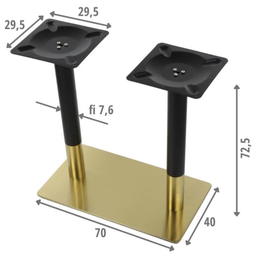 Podstawa stolika podwójna SH-3003-1/GB, 70x40 cm, h=72.5 cm, zlota - Podstawa stolika SH-3003-1/GB, 70x40 cm, wysokość 72,5 cm w kolorze złotym