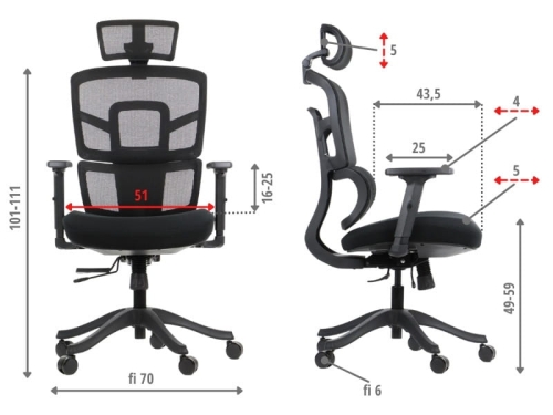 Fotel ergonomiczny TREX CZARNY podstawa nylonowa - a21875a5b654b1ead5d2dee727f8fd97