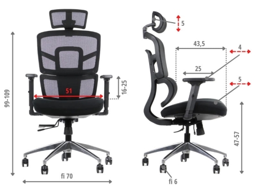 Fotel ergonomiczny TREX CZARNY podstawa aluminiowa - f2aba8b5a65472ff0dd4833aa519bc6d