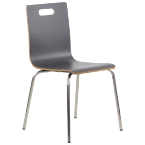 Laminated plywood chair WERDI A stainless steel/grey