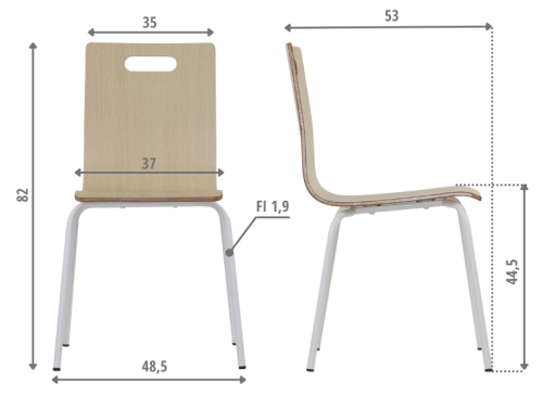 Krzesło ze sklejki w kolorze naturalnym, stelaż biały. Model WERDI A. - ab87cca863e4cad39bb3985e1aa9f39f