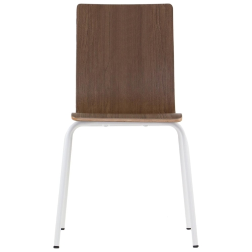 Krzesło ze sklejki w kolorze ciemnego orzecha, stelaż biały. Model WERDI B. - dd0e74367d4809300c76011855d8a4b8