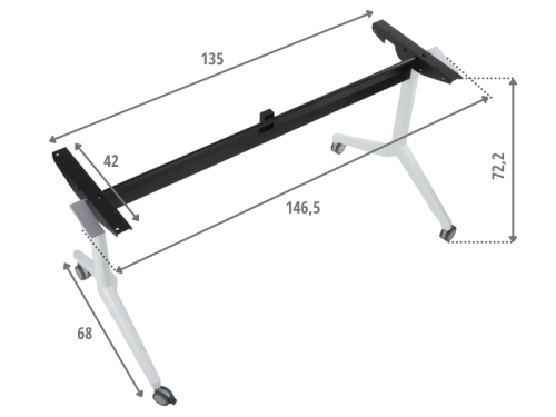 Uchylny stelaż biurka ZF-10 biało-czarny - dimensions.png