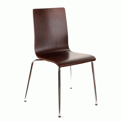 Krzesło ze sklejki w kolorze c. orzech, stelaż chromowany. Model TDC-132. - TDC-132B orzech [walnut].gif