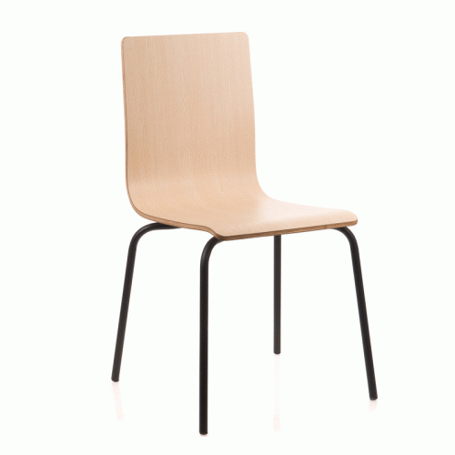 Krzesło ze sklejki w kolorze naturalnym, stelaż czarny. Model WERDI B. - WERDI-B-black-natural.gif
