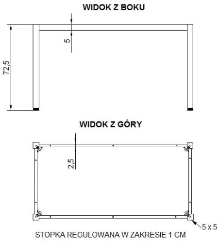 Stelaż ramowy stołu 176x76 cm, noga kwadratowa, kolor alu - ebcce0f997ad5bd2f9b06ebaa383addb