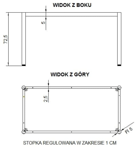 Stelaż ramowy stołu 76x76 cm, noga okrągła, kolor alu - f141ab867573d5fb8462c6b27e82f7fb