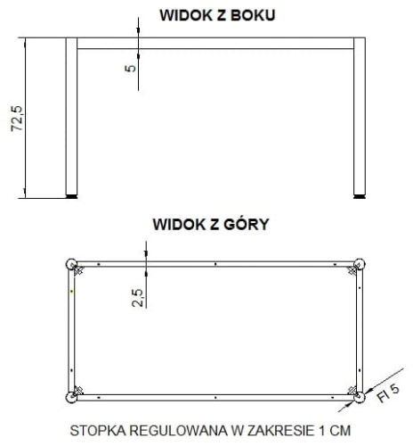 Stelaż ramowy stołu 156x76 cm, noga okrągła, kolor biały - 8a2d389781523ab72da587087051b414