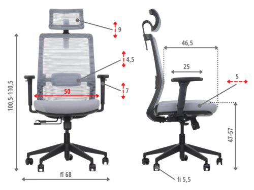 Krzesło obrotowe CUTLER szary - dimensions.png