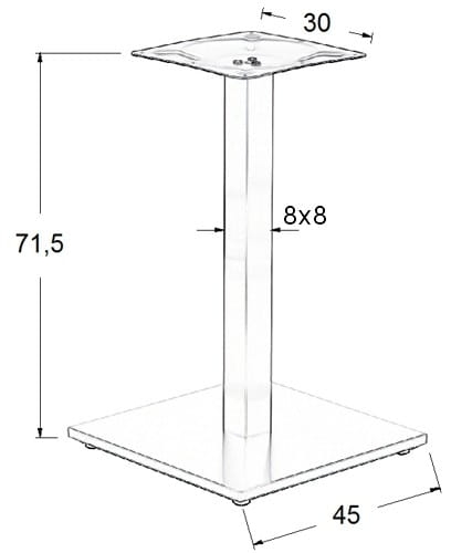 Podstawa stolika SH-2002-1/P/8, 45x45 cm, stal nierdzewna polerowana, obciążnik z tworzywa sztucznego, (stelaż stolika) - fbc4723b8d9705f17ec47862f679c9d9