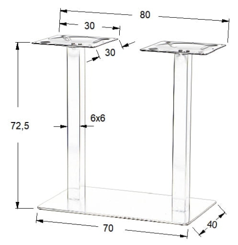 Podstawa stolika podwójna SH-3003-1/S/6, (stelaż stolika), stal nierdzewna szczotkowana, nogi 6x6 cm - c4639f3754f22325941d47848d78ac4a