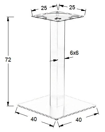 Podstawa stolika SH-3002-1/60/P , 40x40 cm, stal nierdzewna polerowana (stelaż stolika) - 06265883197b766bf4e9204276920c16