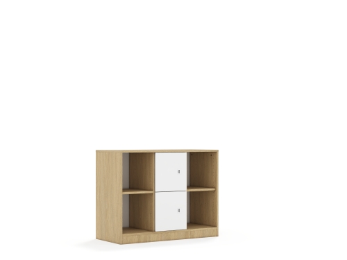 Regał Blox Base 110 2PP 2F1 1049x466x813 korpus dąb/2x front biały
