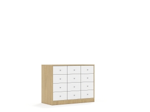 Szafa Blox Base 110 2PP 8SB 4SS 1049x466x813 korpus dąb/12x szuflada biała