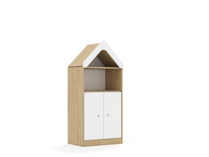 Regał Blox Base 70 3P 2F2 z daszkiem 706x466x1575 korpus dąb/2x front biały