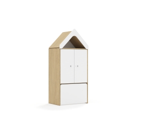 Regał Blox Base 70 3P 2F2 ze skrzynią i daszkiem 706x466x1575 korpus dąb/2x front biały