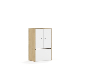Regał Blox Base 70 3P 2F2 ze skrzynią 706x466x813 korpus dąb/2x front biały