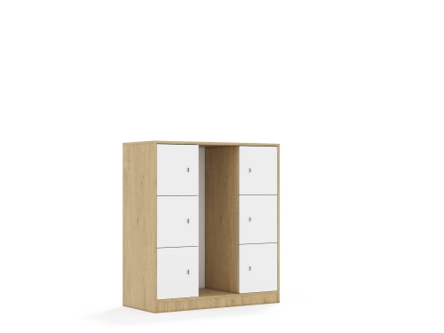Regał na pojemniki Blox Base 110 3PG 6F1 1049x466x1165 korpus dąb/6x front biały