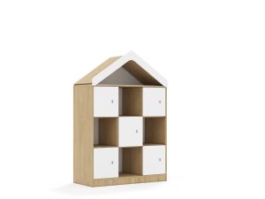 Regał Blox Base 110 3PP 5F1 z daszkiem 1049x466x1575 korpus dąb/5x front biały