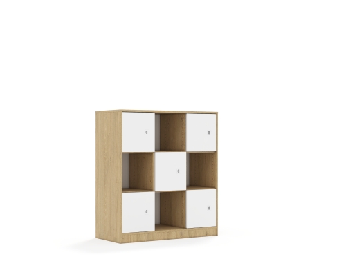 Regał Blox Base 110 3PP 5F1 1049x466x1165 korpus dąb/5x front biały