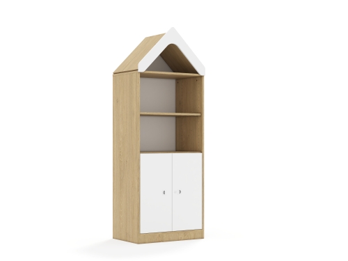 Regał Blox Base 70 4P 2F2 z daszkiem 706x466x1927 korpus dąb/2x front biały - be1fbef1b848d936ea240e00ecd09488