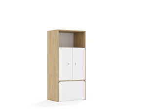 Regał Blox Base 70 4P 2F2 ze skrzynią 706x466x1517 korpus dąb/2x front biały