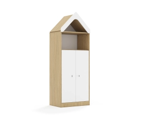Regał Blox Base 70 4P 2F3 z daszkiem 706x466x1927 korpus dąb/2x front biały