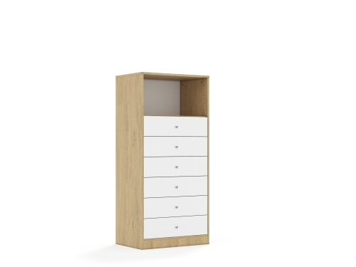 Regał Blox Base 70 4P 6S 706x466x1517 korpus dąb/6x szuflada biała - 7d855c9a815901212f1652778cc8dab8