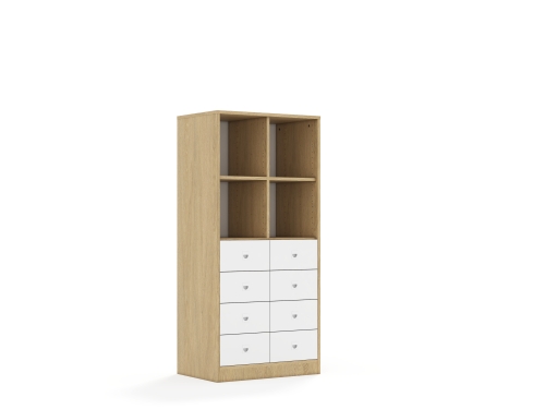 Regał Blox Base 70 4PP 8SB 706x466x1517 korpus dąb/8x szuflada biała - 3f9eda7242b43d6663483d80d12040c5
