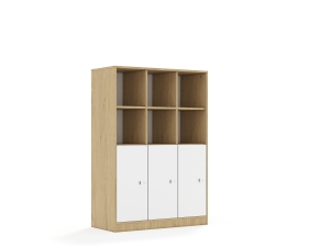 Regał Blox Base 110 4PP 3F2 1049x466x1517 korpus dąb/3x front biały