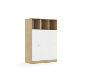 Regał Blox Base 110 4PP 3F3 1049x466x1517 korpus dąb/3x front biały