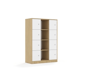 Regał Blox Base 110 4PP 8F1 1049x466x1517 korpus dąb/8x front biały