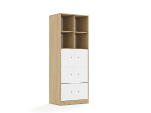 Regał Blox Base 70 5PP 6F1 706x466x1869 korpus dąb/6x front biały