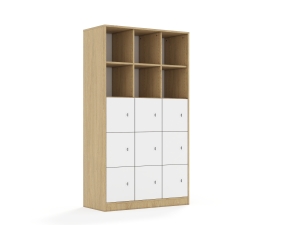 Regał Blox Base 110 5PP 9F1 1049x466x1869 korpus dąb/9x front biały