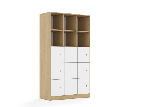 Regał Blox Base 110 5PP 9F1 1049x466x1869 korpus dąb/9x front biały