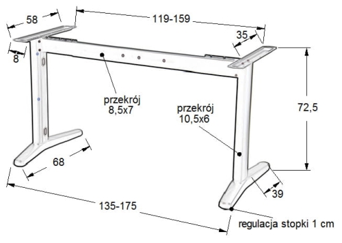 Stelaż metalowy biurka z rozsuwaną belką STL-01, kolor grafitowo-czarny - 8d15802463f40274538002645b13bdc5