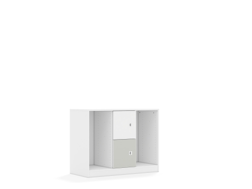 Regał na pojemniki Blox Colours 110 2PG 2F1 1049x466x813 korpus biały/1x front biały i 1x front jasny szary