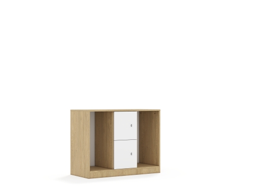 Regał na pojemniki Blox Base 110 2PG 2F1 1049x466x813 korpus dąb/2x front biały - 6f37666458bcd53b5d79f81f3aca4de3