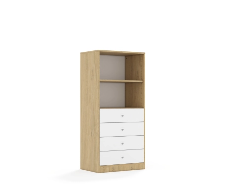 Regał Blox Base 70 4P 4S 706x466x1517 korpus dąb/4x szuflada biała - 09e39d83e69df6054b918f602390b318