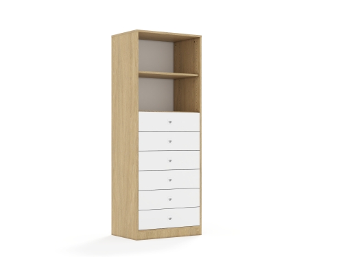Regał Blox Base 70 5P 6S 706x466x1869 korpus dąb/6x szuflada biała - 7a7191d86efd62b425deb5480ed9b73e