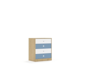 Szafa Blox Colours 70 2P 4S 706x466x813 korpus dąb/2x szuflada biała i 2x szuflada pastelowa niebieska