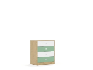 Szafa Blox Colours 70 2P 4S 706x466x813 korpus dąb/2x szuflada biała i 2x szuflada pastelowa zielona