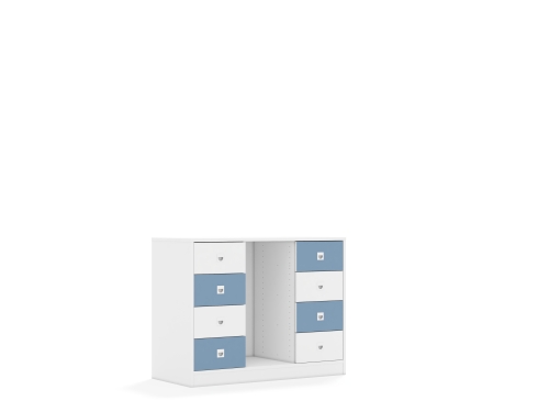 Regał na pojemniki Blox Colours 110 2PG 8SB 1049x466x813 korpus biały/4x szuflada biała i 4x szuflada pastelowa niebieska - 22fa8440ac13333c1cdb9f5c3105eecb