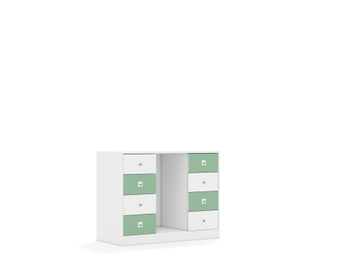 Regał na pojemniki Blox Colours 110 2PG 8SB 1049x466x813 korpus biały/4x szuflada biała i 4x szuflada pastelowa zielona - 59d3712f37cc05c3c3819523e65dc603